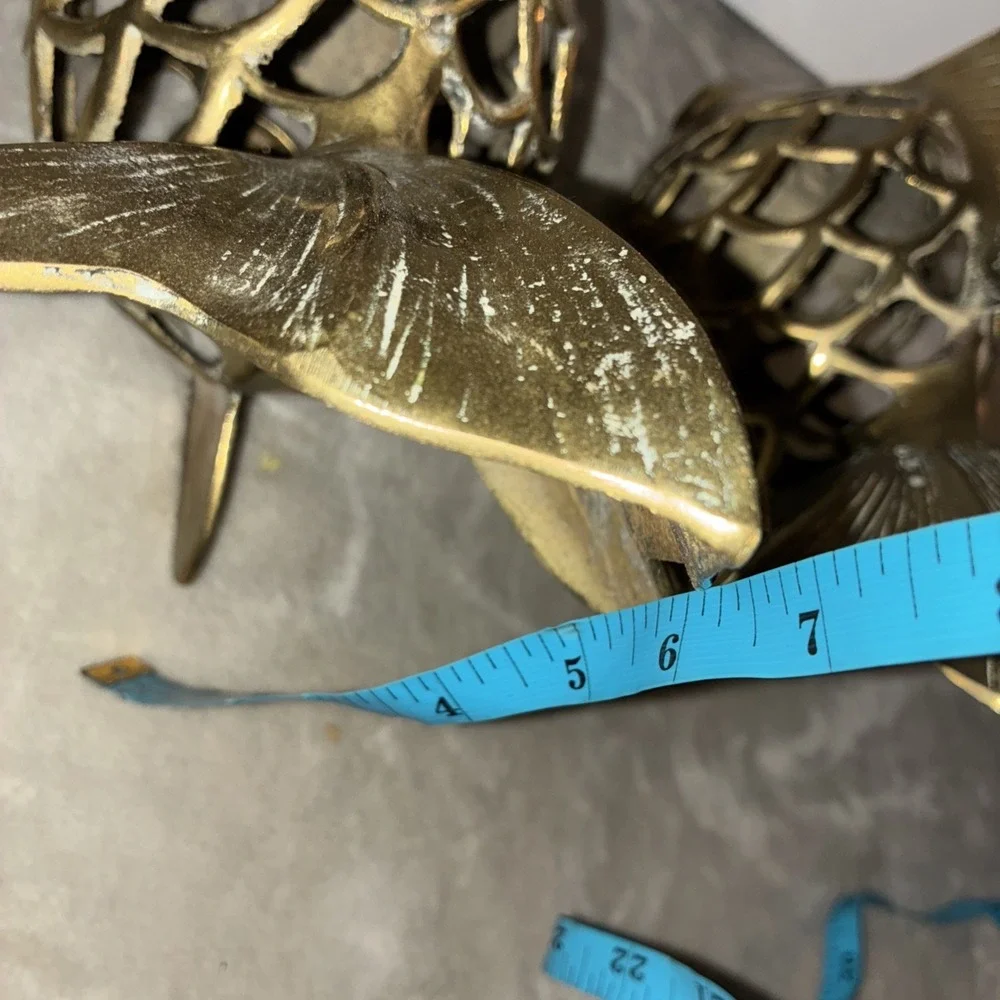 Vintage Rosenthal-Netter Brass Open Scale Hanging Koi Fish‎ Lantern Set (2)